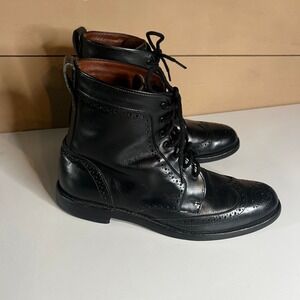 Allen Edmonds Dalton Black Leather Wingtip Brogue Dress Boots Mens 10 B 0114